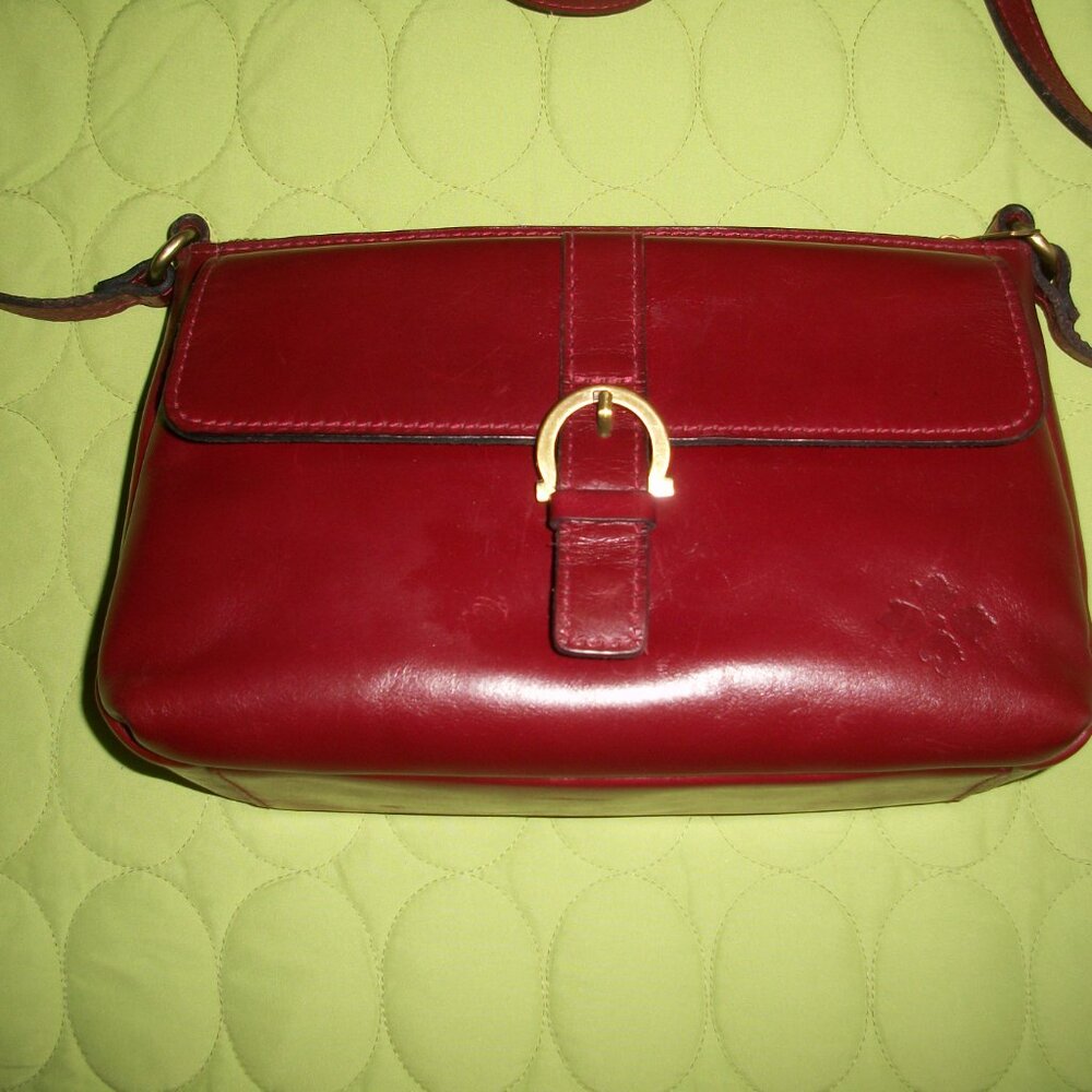 Patricia Nash Merlot Maisie Flap Crossbody Leather Bag
